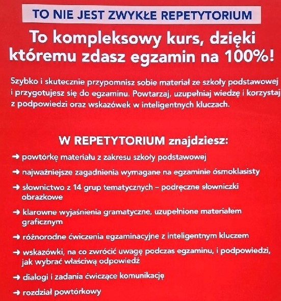 Angielski Repetytorium ósmoklasisty EDGARD Język nauczany Angielski