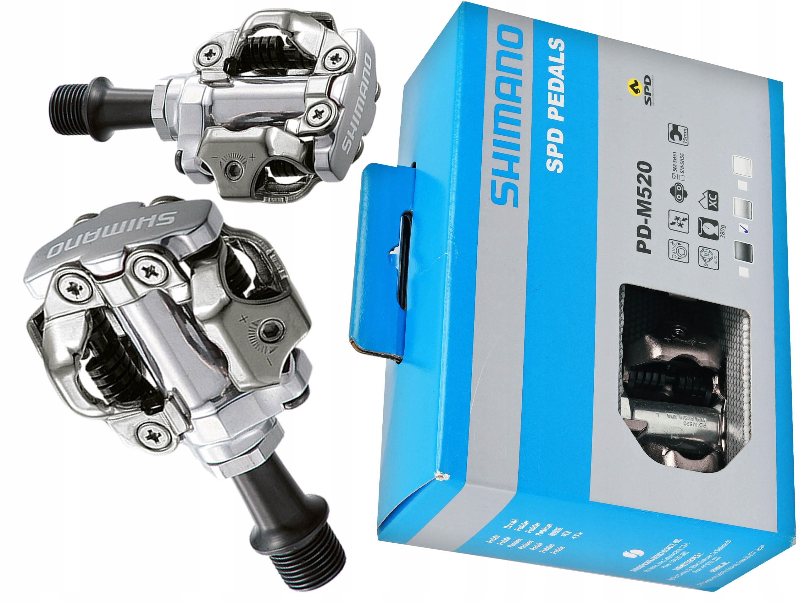 Pedály Shimano Spd PD-M540 Bloky SM-SH51 Stříbrné