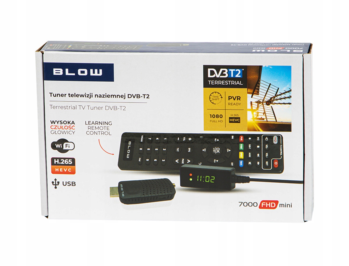 TUNER DEKODER DVB-T2 HEVC H.265 Blow 7000FHD mini Standard kodowania MPEG-2 MPEG-4 H.264 (MPEG-4 AVC) H.265/HEVC