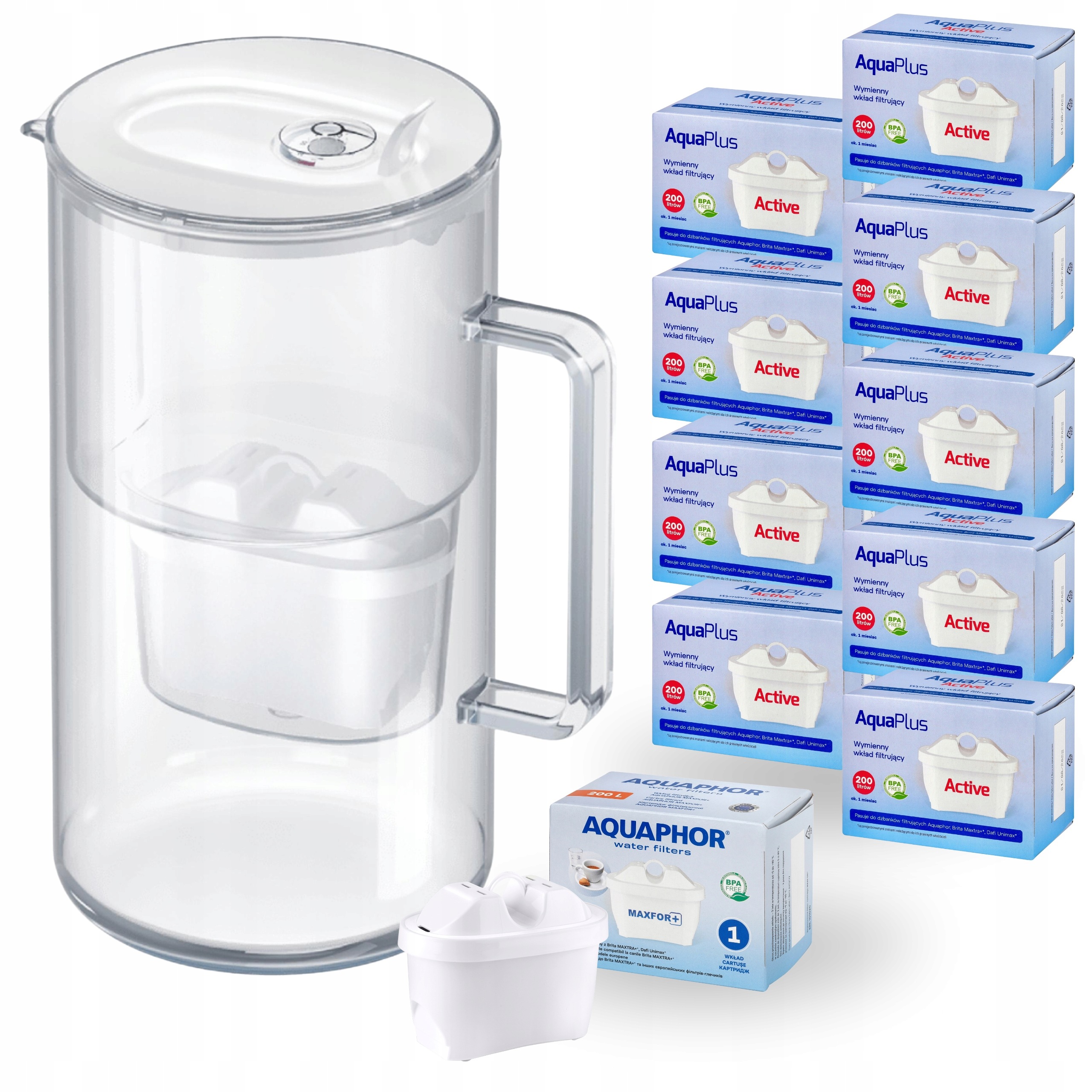 Sklenená filtračná kanvica Aquaphor Glass biela 2.5 l 10 filtrov (1+9)