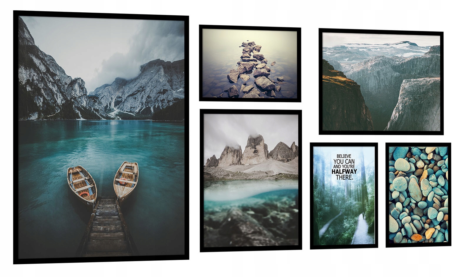 Komplet 6szt Obrazy Plakaty w ramie nr KP007