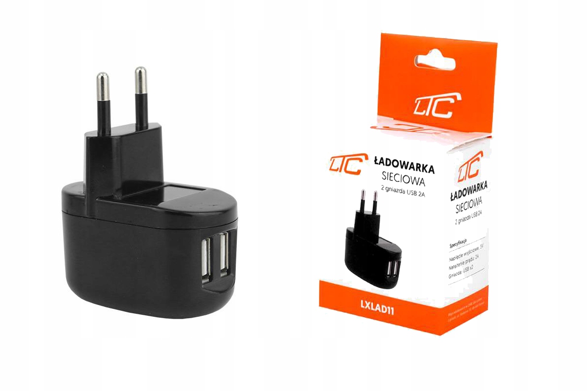 

Ładowarka Sieciowa Gniazdka Czarna Box 2xUSB Ltc