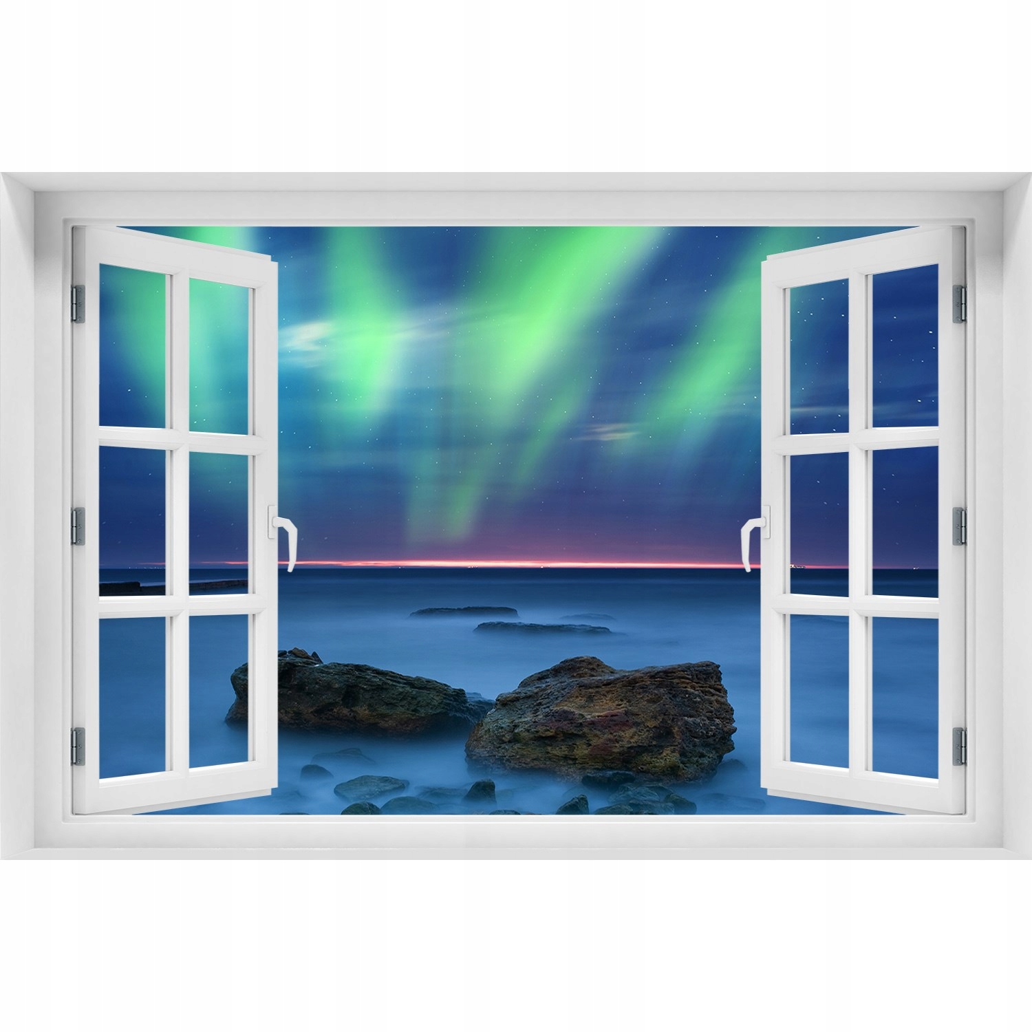 

3D Okno Naklejka na ścianę Zorza polarna 90x60