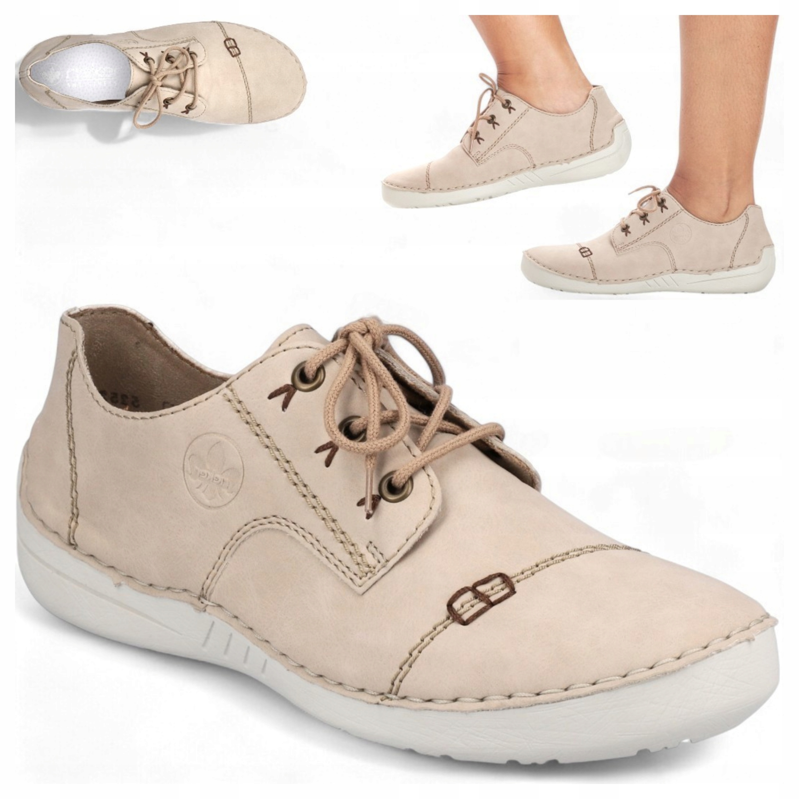 Dámské polobotky Rieker 40 Béžové Tenisky Pohodlné Sportovní Módní Tenisky