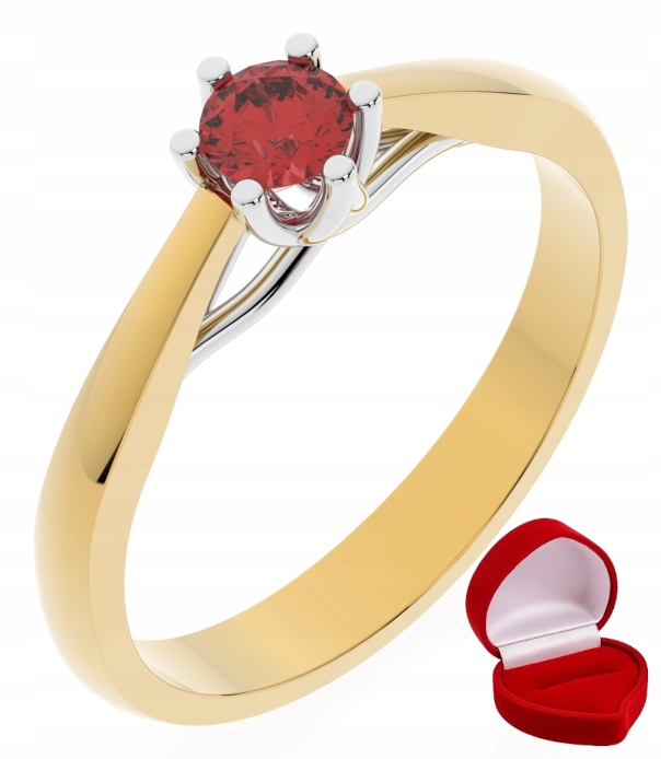 Zlatý Prstýnek 585 14k Rubín 0,19 ct Krabička R6