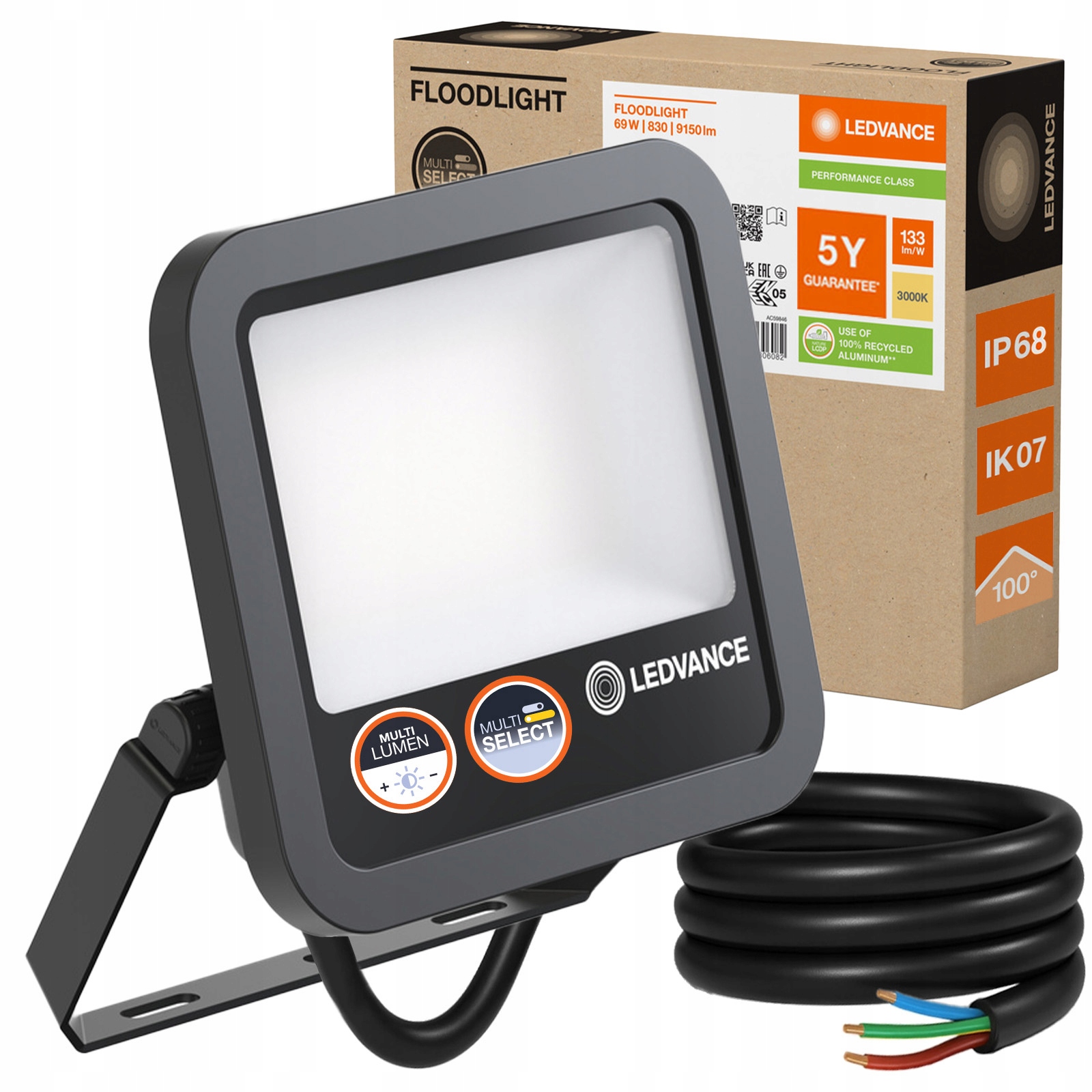 Led reflektor Lampa 69W 3000K Vodotesný vonkajší Ledvance Floodlight