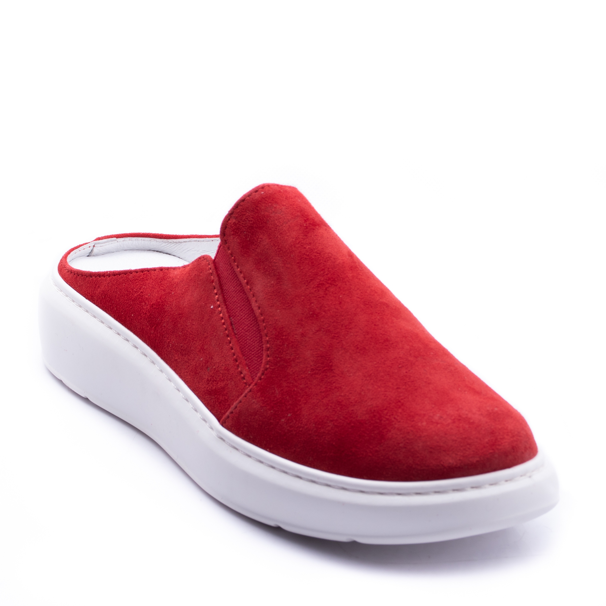 

J. Wolski 110 czerwone klapki skóra welurowa 38