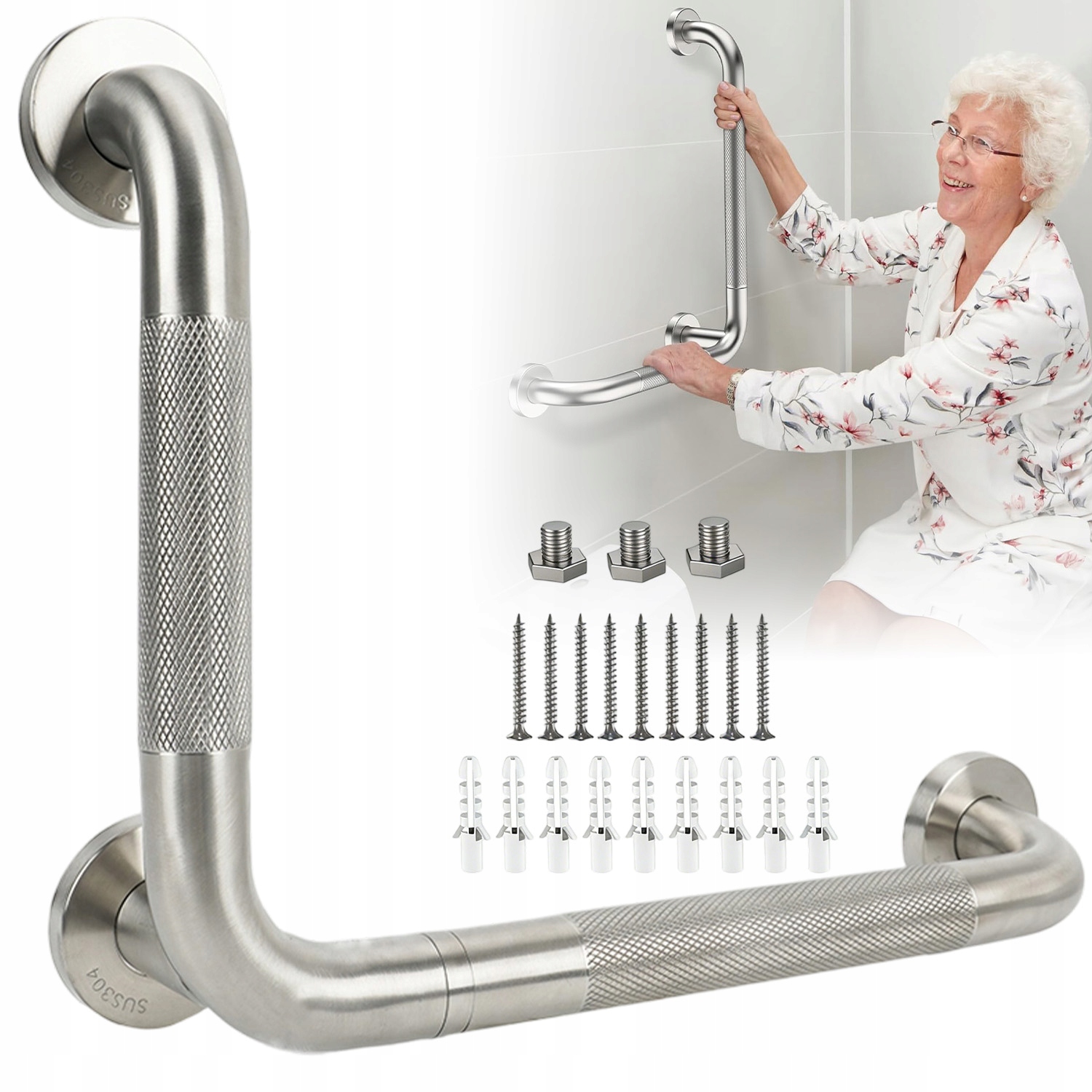 Uchwyt Łazienkowy Ściene Prosty Wannowy 90° Poręcz Antypoślizgowy Do Wanny