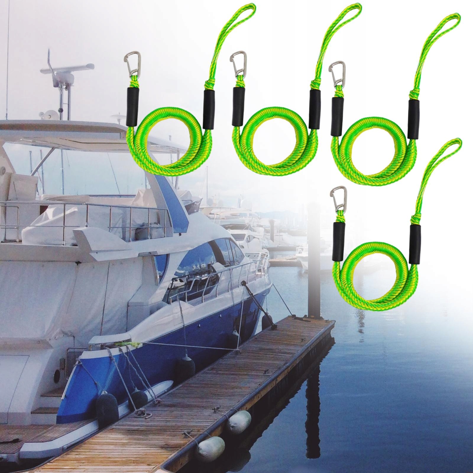 Мотузка Для Причалу Для Човнів Durable Dock Line, Мотузки Для Човнів Stretch Shock Green 4 Шт.