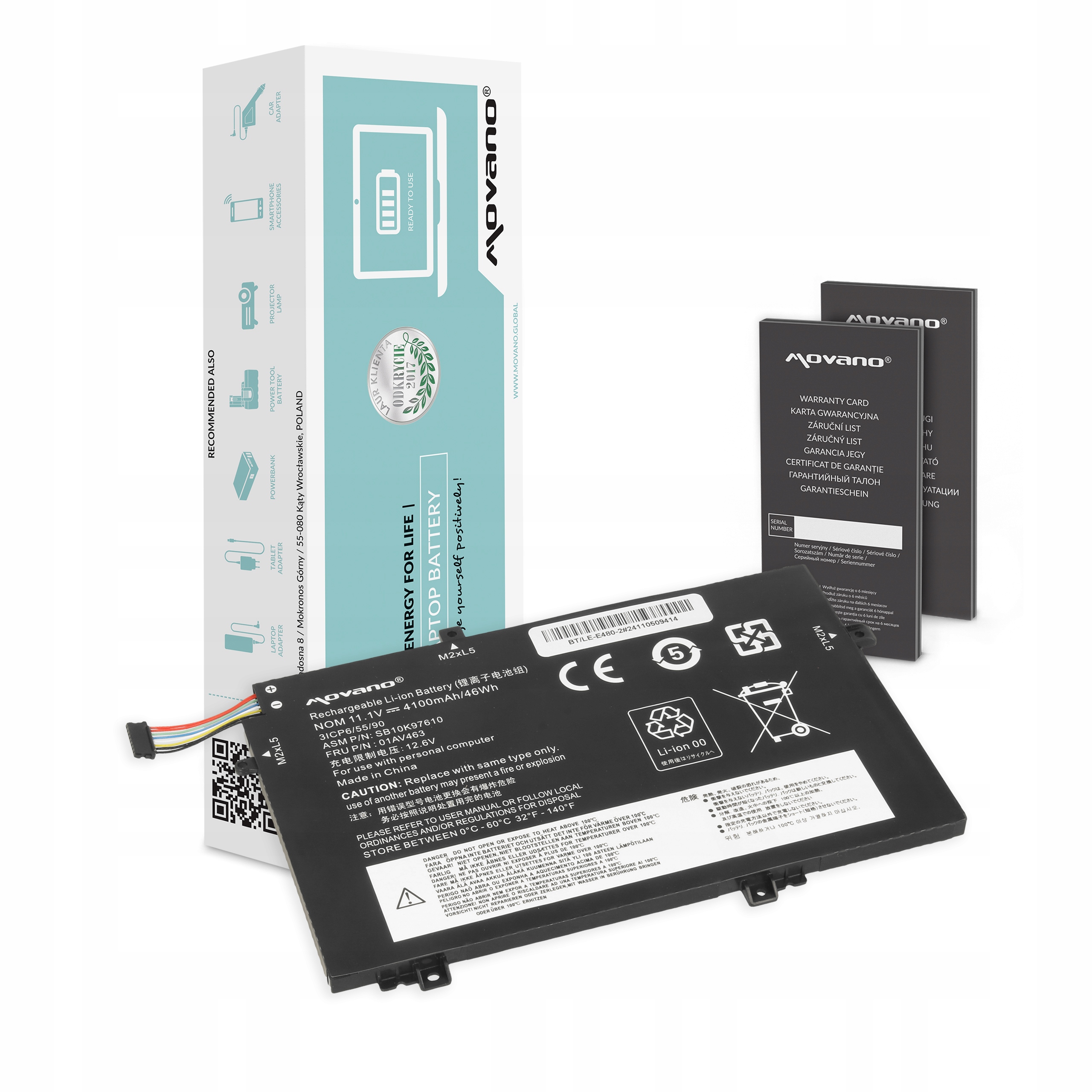 Bateria 01AV463 do Lenovo ThinkPad L15, L480, L580