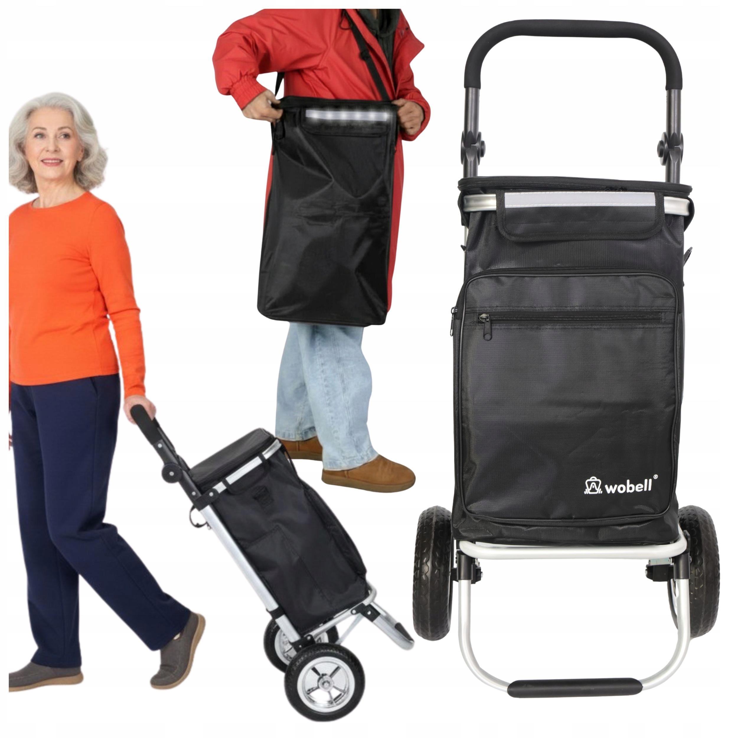 Nákupní vozík na gumových kolečkách, nákupní taška, lehká a voděodolná konstrukce