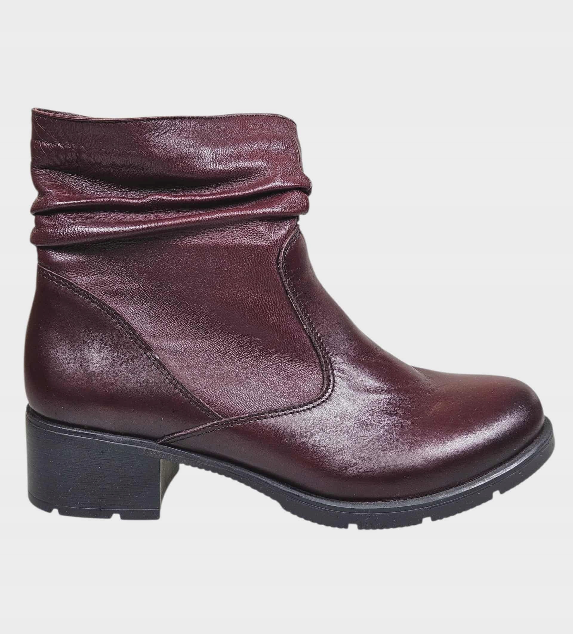 Dámské Dámské Kotníkové Boty Axel na nízkém podpatku 4287, vínově Rubín vel. 41