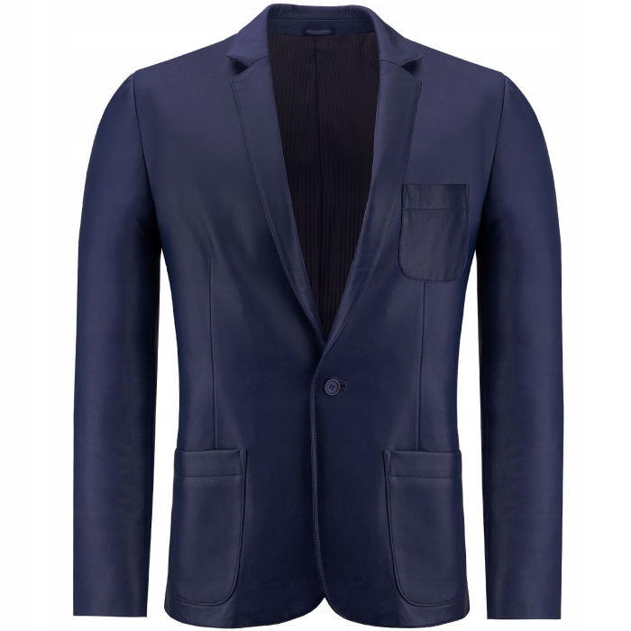 GRANATOWA MARYNARKA SKÓRZANA MĘSKA MATS XXL