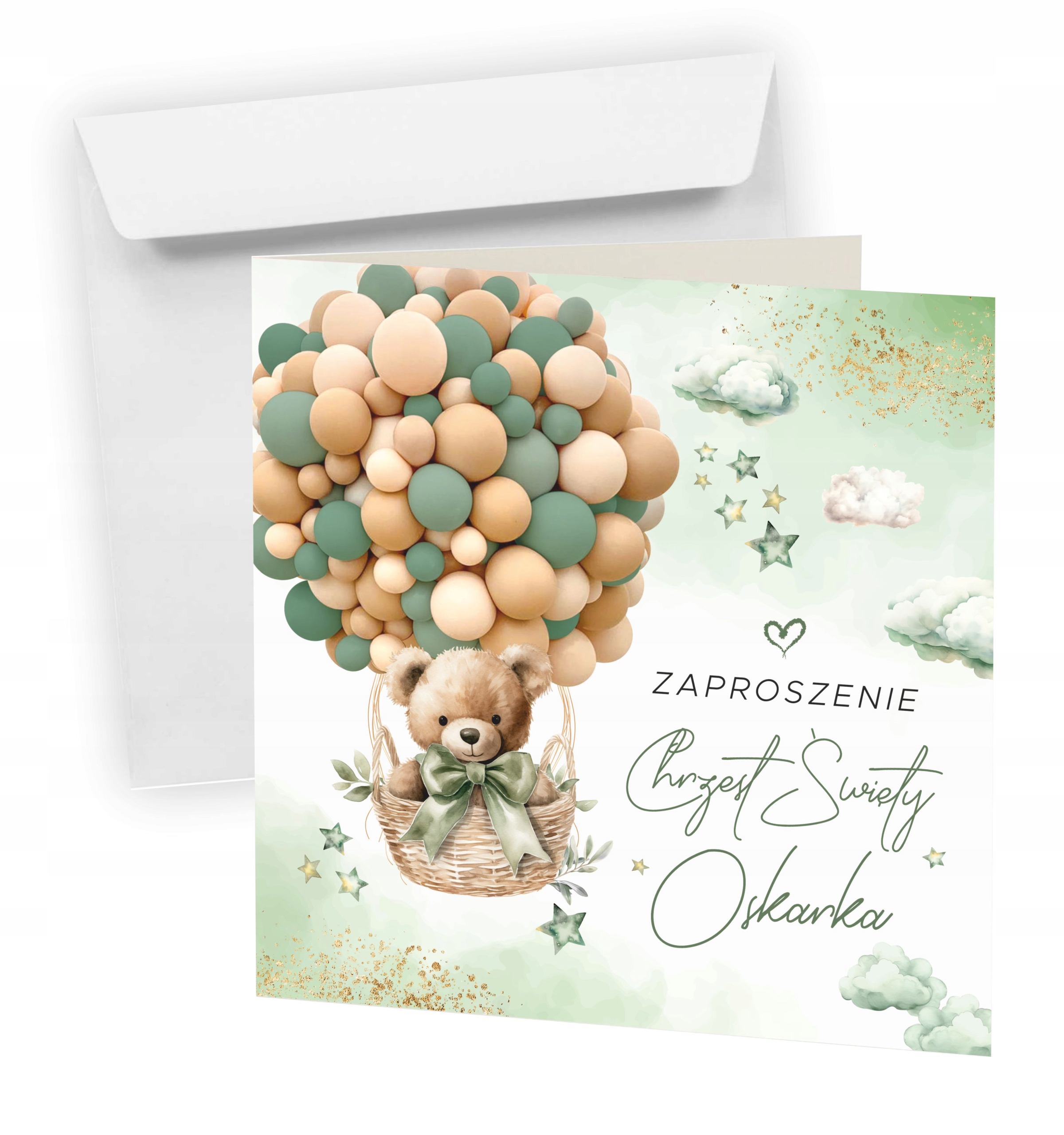 ZAPROSZENIE NA CHRZEST ŚWIĘTY + KOPERTA + IMIĘ DZIECKA + EKSPRES + JAKOŚĆ
