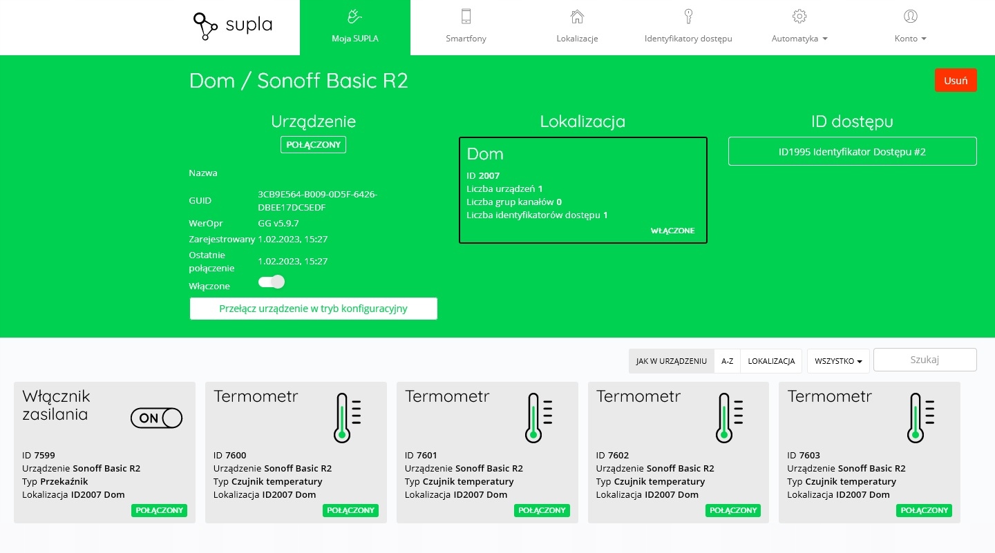 SONOFF Wifi CZUJNIK TEMPERATURY DS18B20 4x1mb , 1X3MB SUPLA , Ebok Seria BASIC R2
