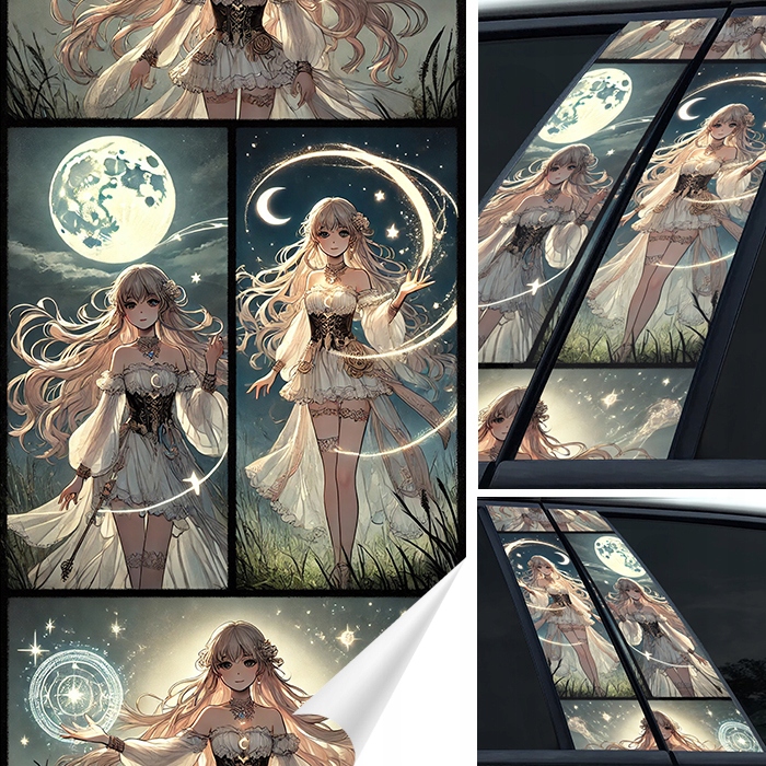 2x Nálepka na sloupky dveří auta Komiks Anime Japonský 50x30