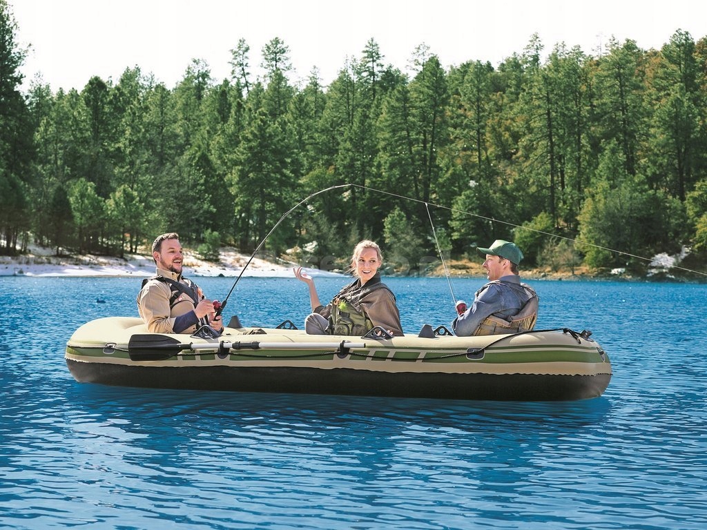 DUŻY MOCNY Ponton Bestway X4 Pompka Wiosła 350x145 4 osobowy Kod producenta 65156