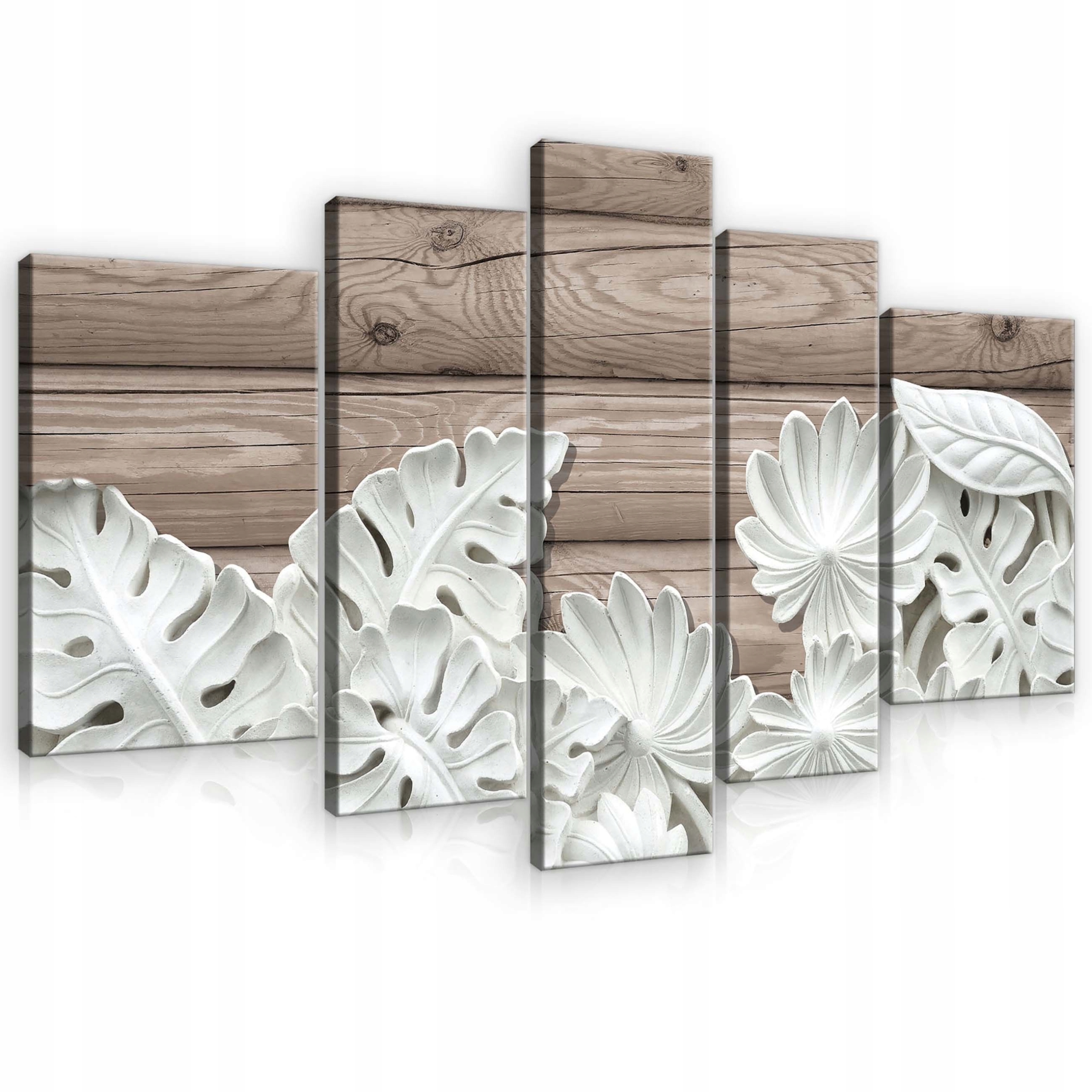 Obraz 170x100 Kvety biela listy príroda úľava textúra dreva minimalizmus