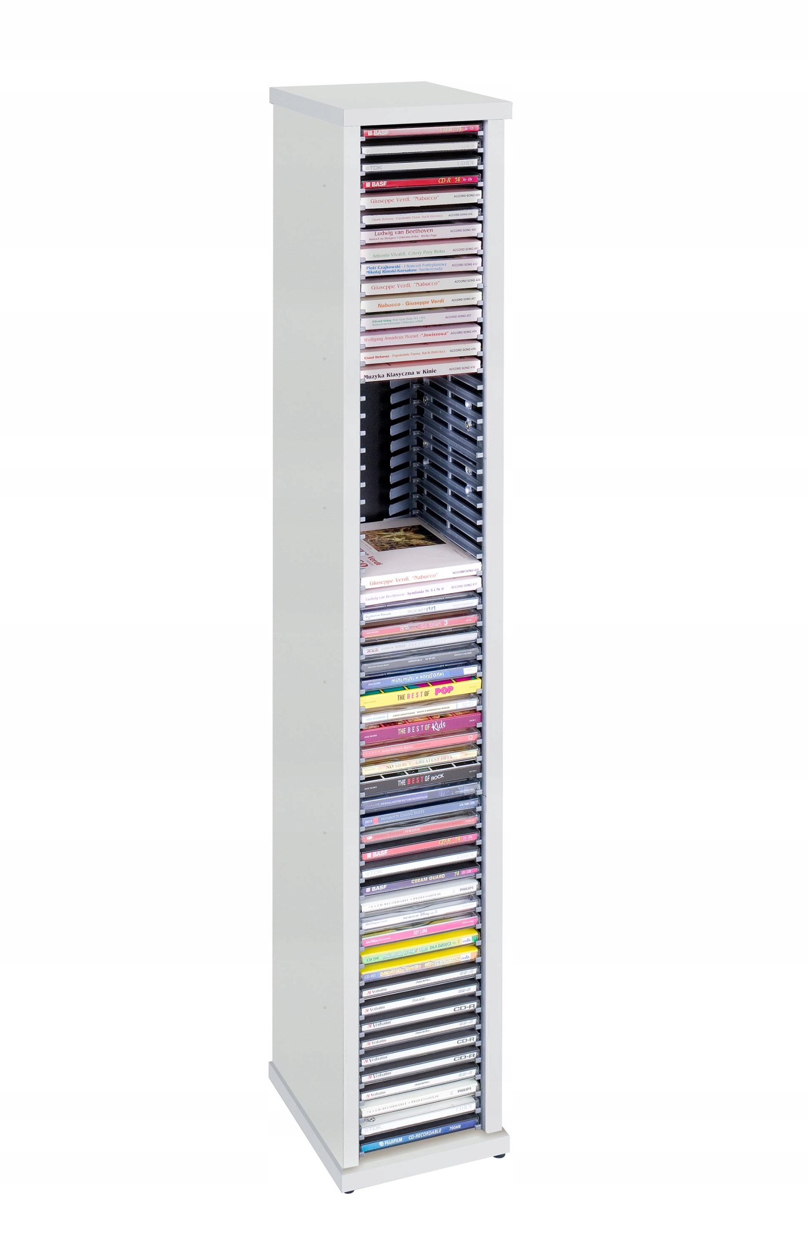 Stojan regál na CD 60 disků kontejner bílý Krabička Organizér Police Box