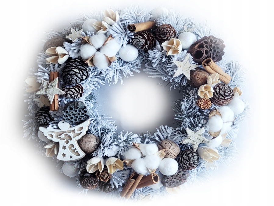 

Wianek świąteczny stroik na drzwi 25cm Snow Boho