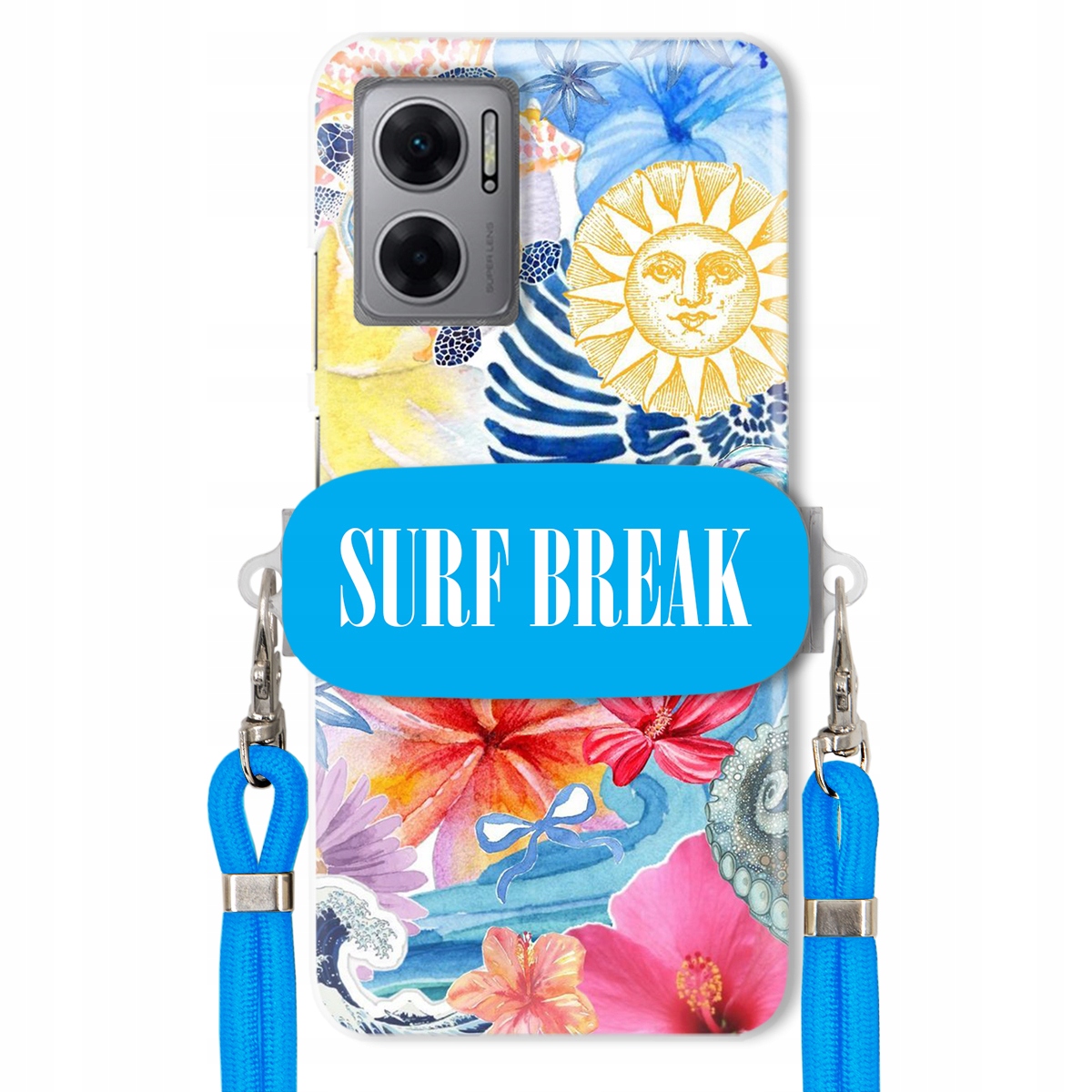 Puzdro pre Xiaomi Redmi 10 5G Crossbody Blue Držiak Surf Break na dovolenku