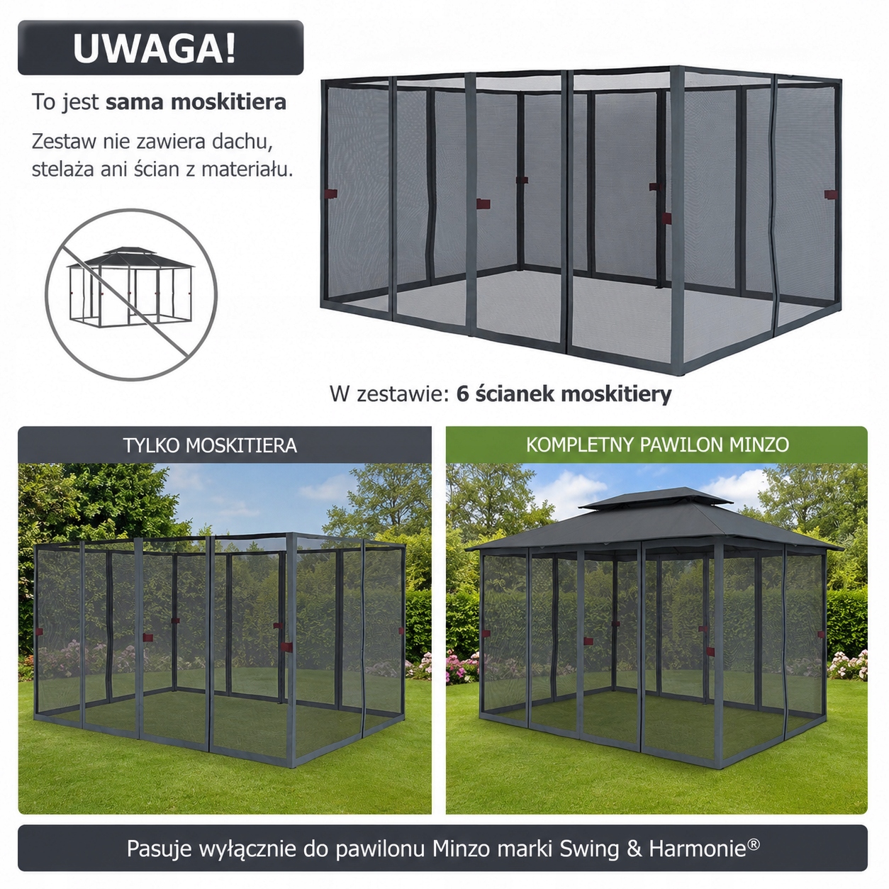 Moskytiéra Do Pavilonu Minzo 3x4 Bez Pavilonu A Roštu Swing & Harmonie