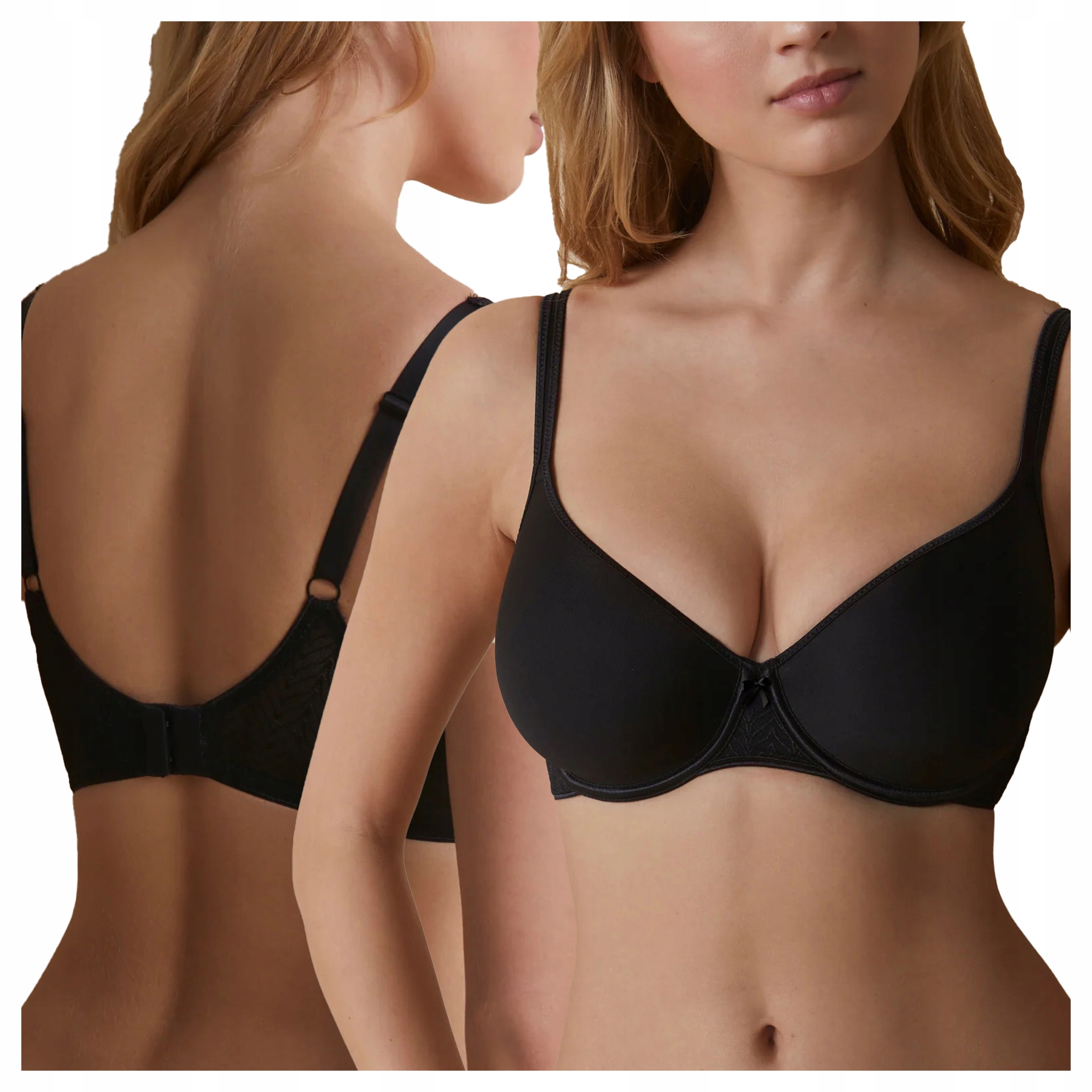 Biustonosz Damski Usztywniany Stanik Gładki Regulowany Fabiola Czerń 100C