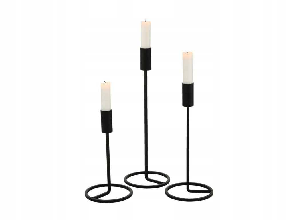 Kovové svícny Fio, 3 kusy, černé