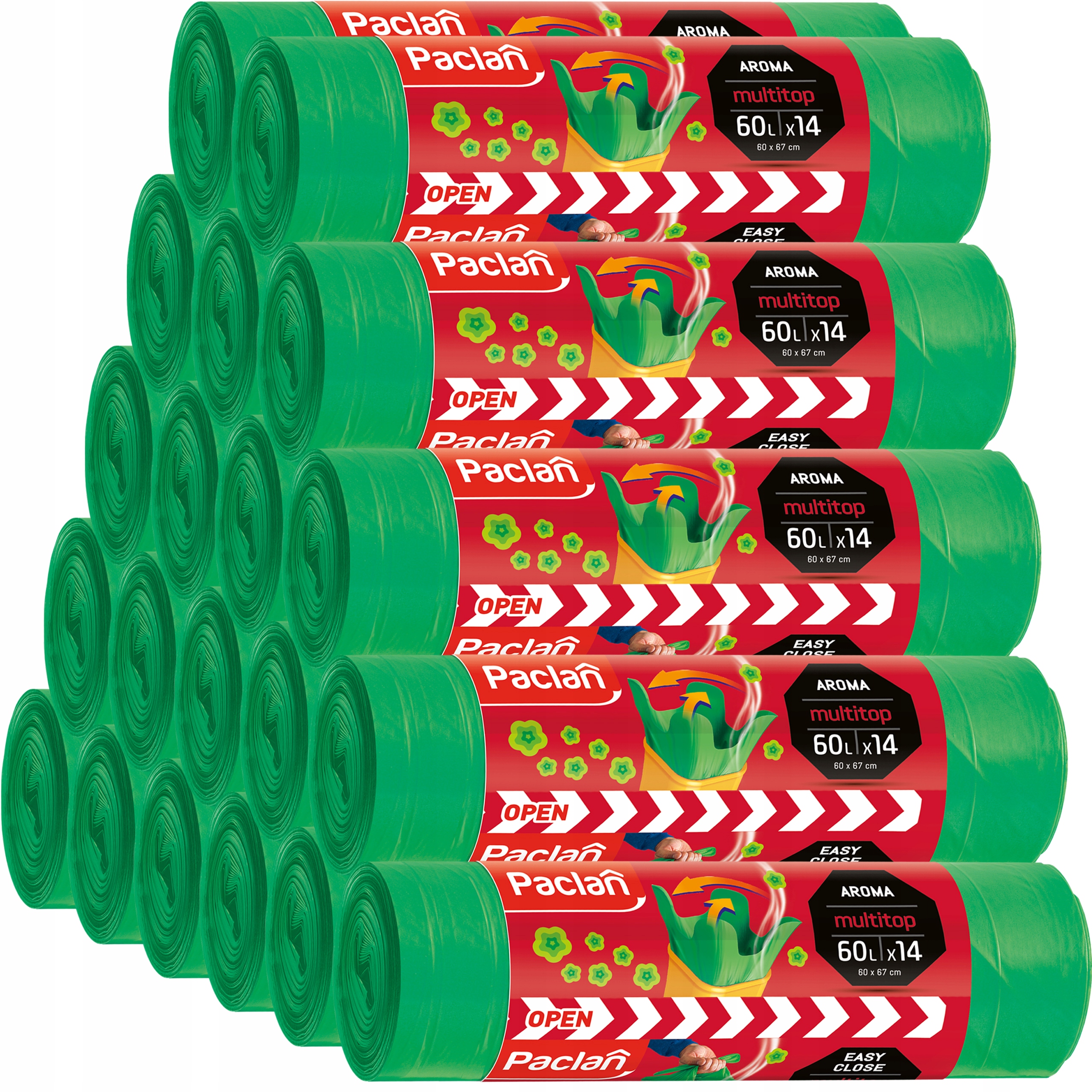 Levně Silné sáčky na odpadky 60 l Paclan Multitop Vonné Odolné 20 x 14ks