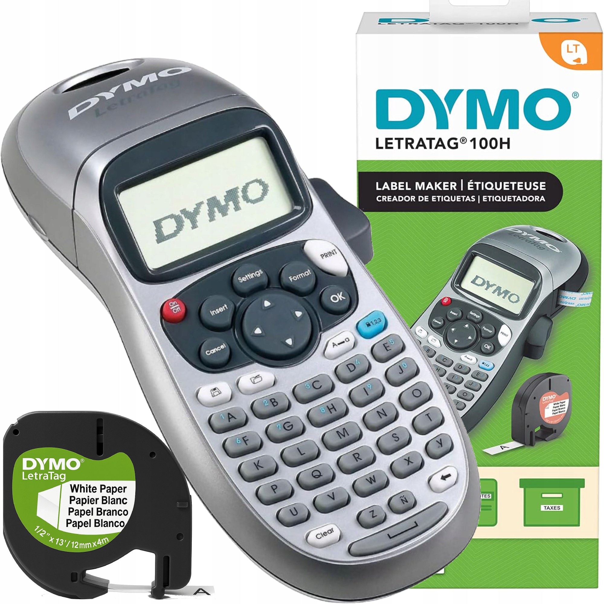 Tiskárna Dymo LT-100H Letratag páska 12 mm pro samolepky Baterie sada