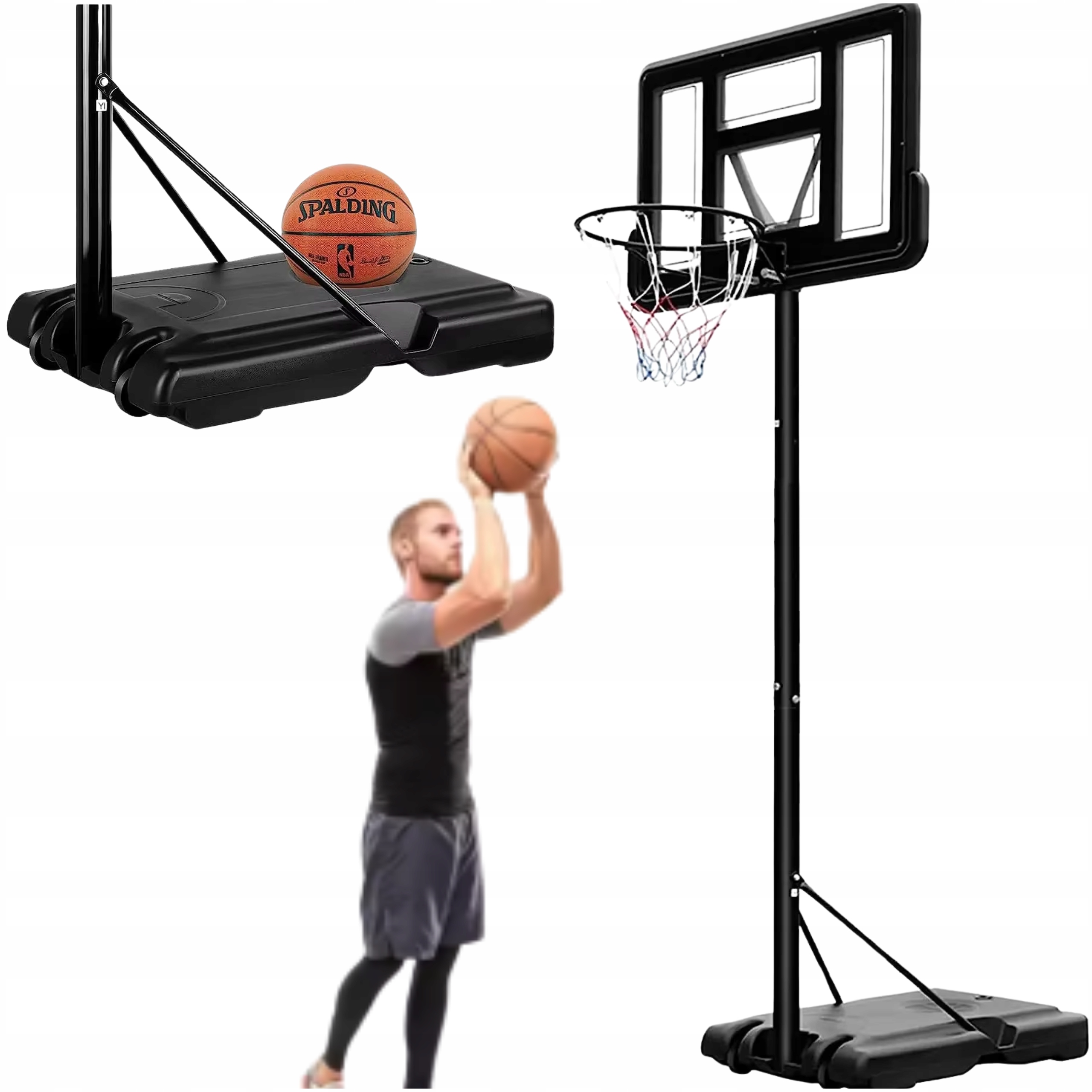 Volně stojící basketbalový koš 230-305 cm na kolečkách, regulovatelný, vnější