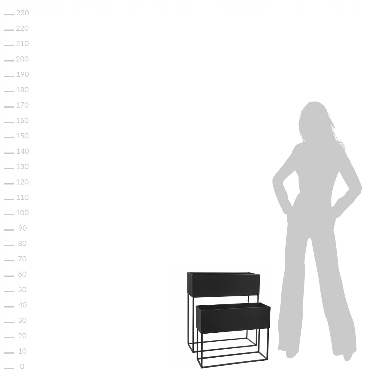 CZARNE DONICE OGRODOWE Z METALU 2 DUŻE SKRZYNIE Kolor czarny