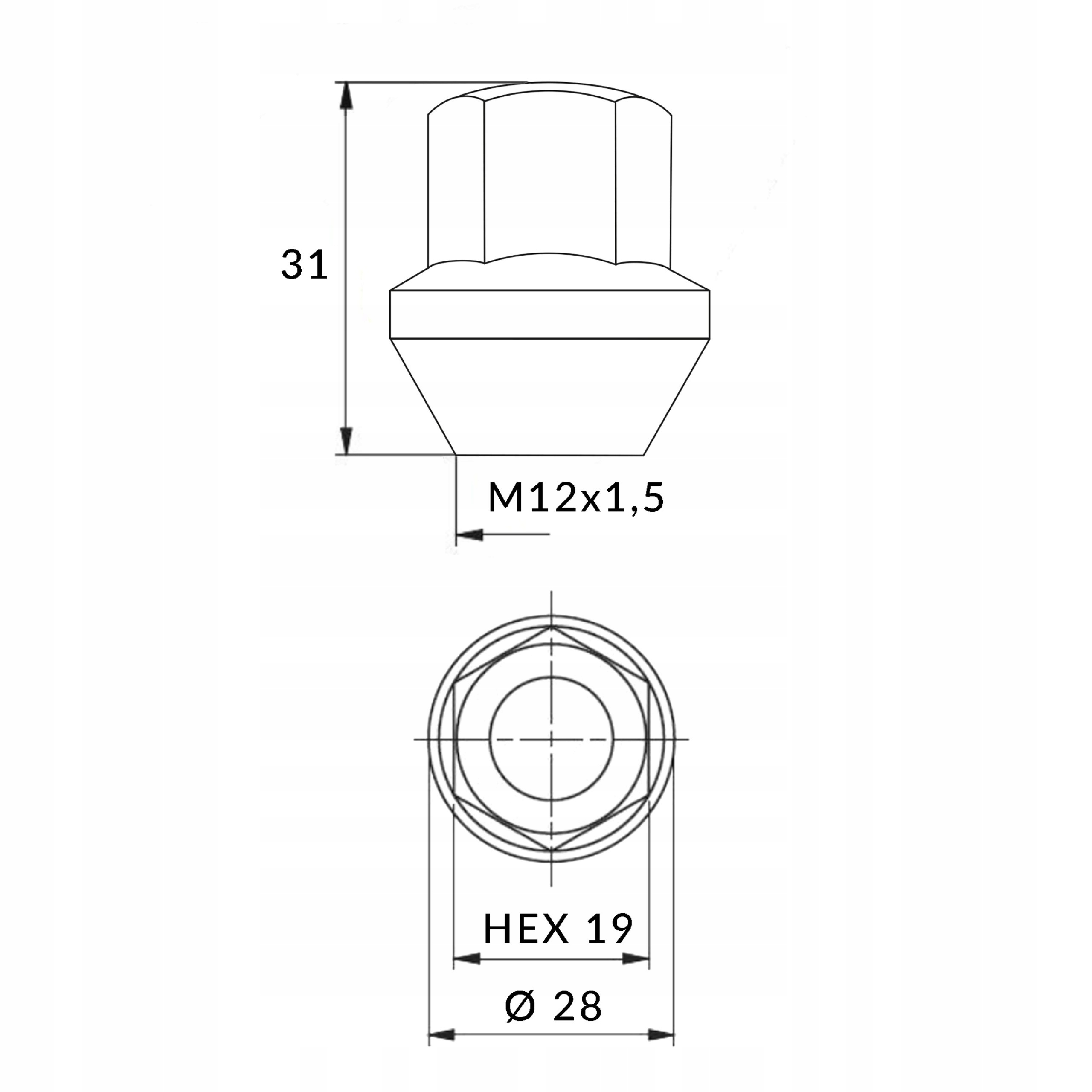 Nakrętki do kół felg aluminiowych OEM FORD KUGA 2 FIESTA MK7 FOCUS MK3 4 Gwint M12x1.50