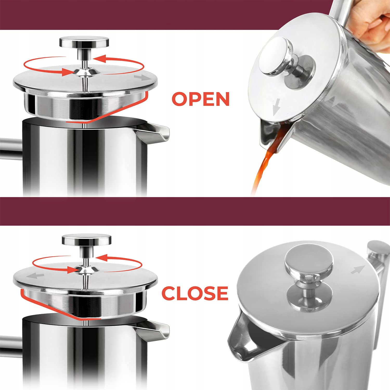 EKSPRES DO KAWY FRENCH PRESS Z PODWÓJNĄ ŚCIANKĄ Pojemność 350 ml