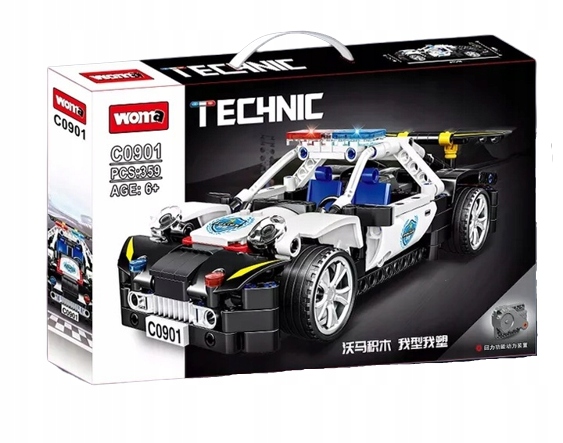 KLOCKI SKŁADANY SAMOCHÓD POLICJA Z NAPĘDEM 359 ELEMENTÓW