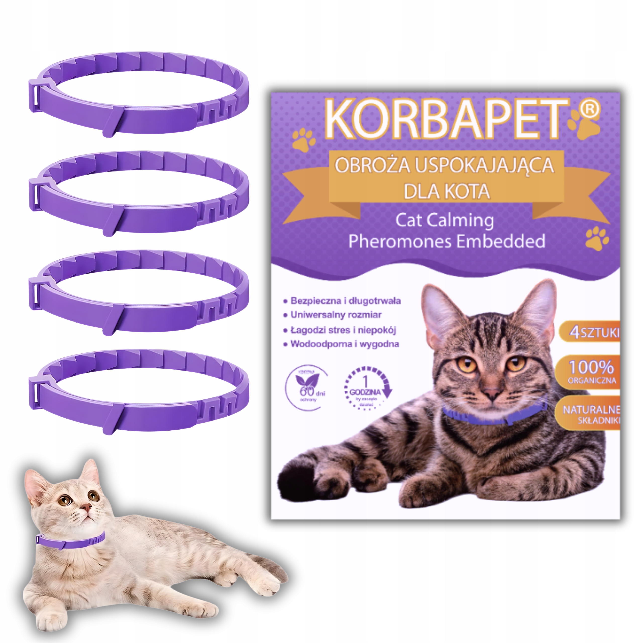 Levně Uklidňující obojek pro kočky feromonový, antistresový, 38 Cm, 240 dní účinku