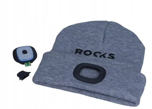 ROOKS CZAPKA Z LATARKĄ LED USB CIEPŁA SZARA Marka Rooks