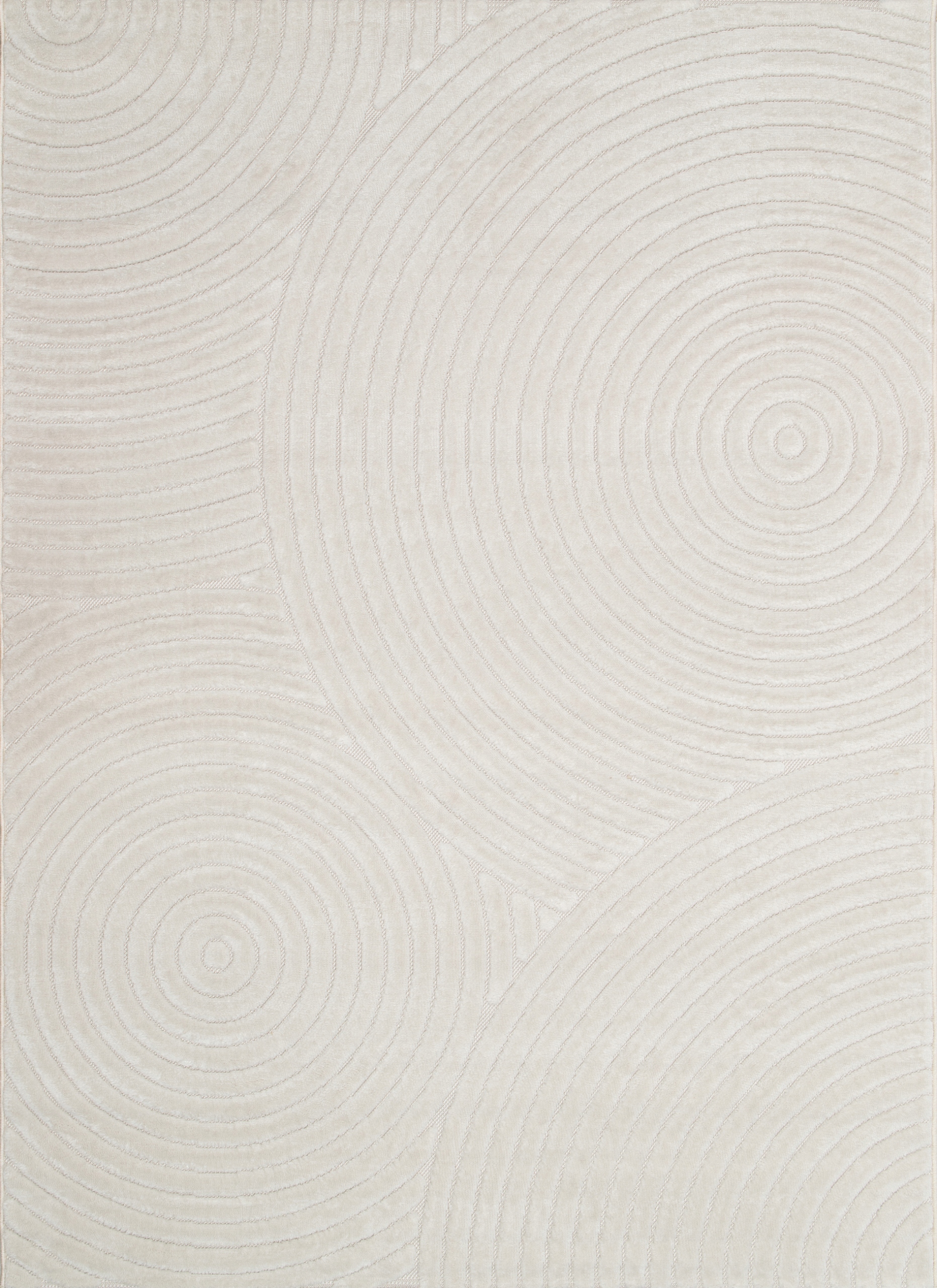 Biely koberec do obývačky, moderný vyrezávaný geometrický vzor 133 x 190 cm