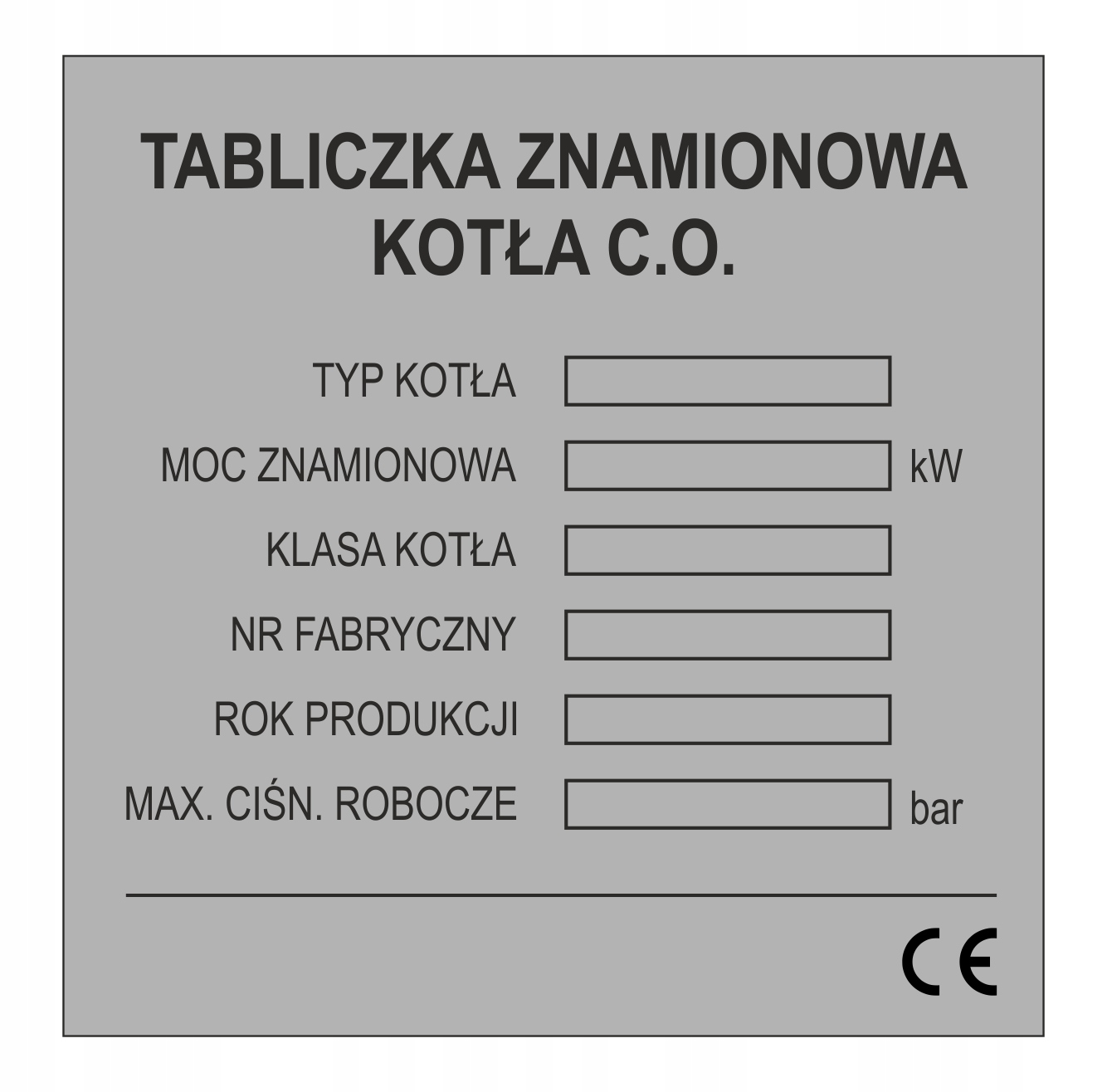 

Tabliczka znamionowa kocioł grzewczy piec Grawer