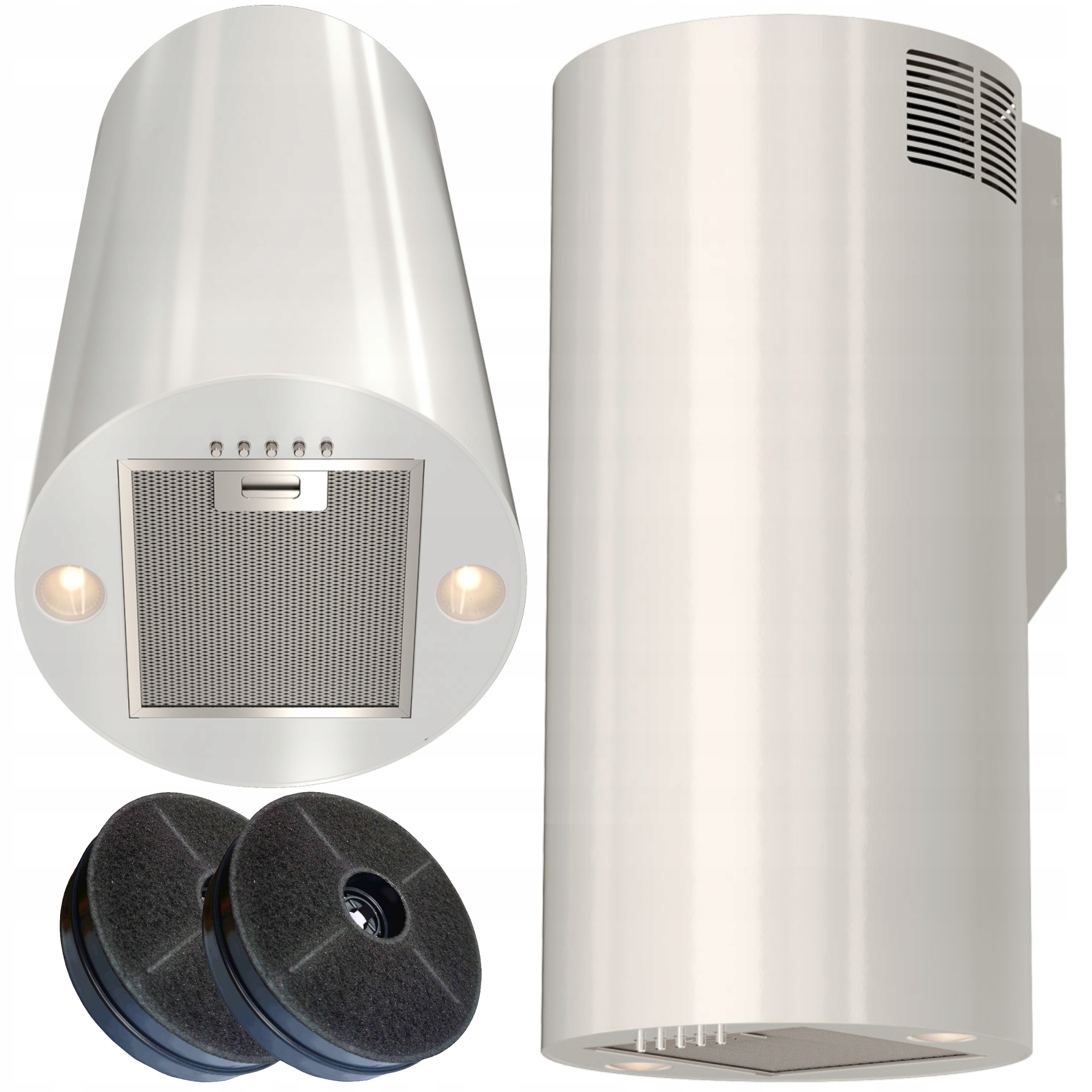 Okap Kuchenny Przyścienny Kominowy 31cm Biały Elba Maan plus Filtr Węglowy