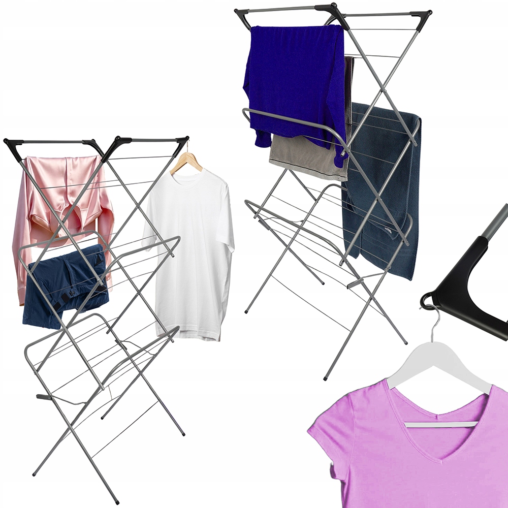 Levně Sušák Na Prádlo Věžový Skládací Balkónový Velký Robustní Odolný Černý