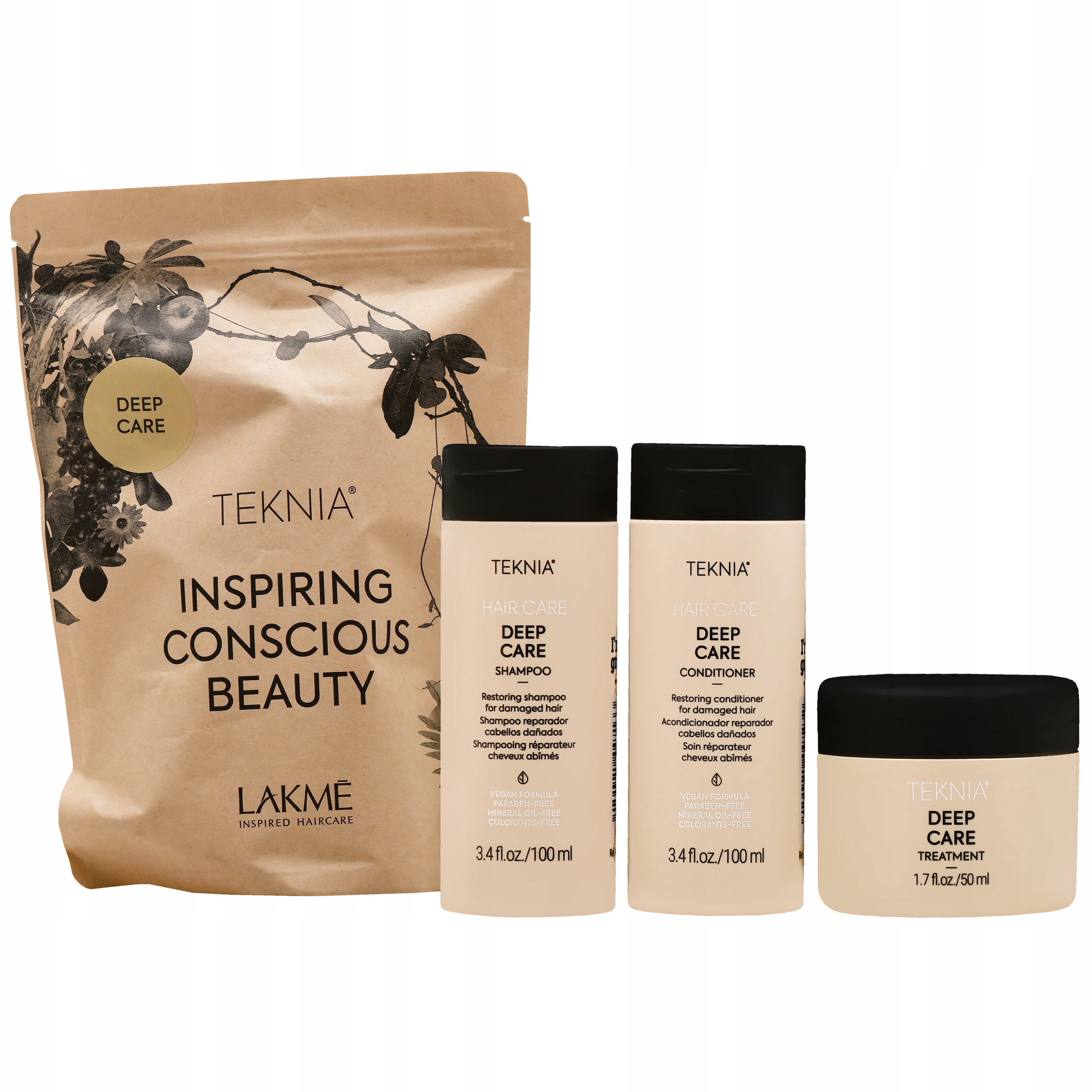 Sada Lakme Teknia Deep Care Travel šampon, kondicionér, kúra 2x100+50 ml