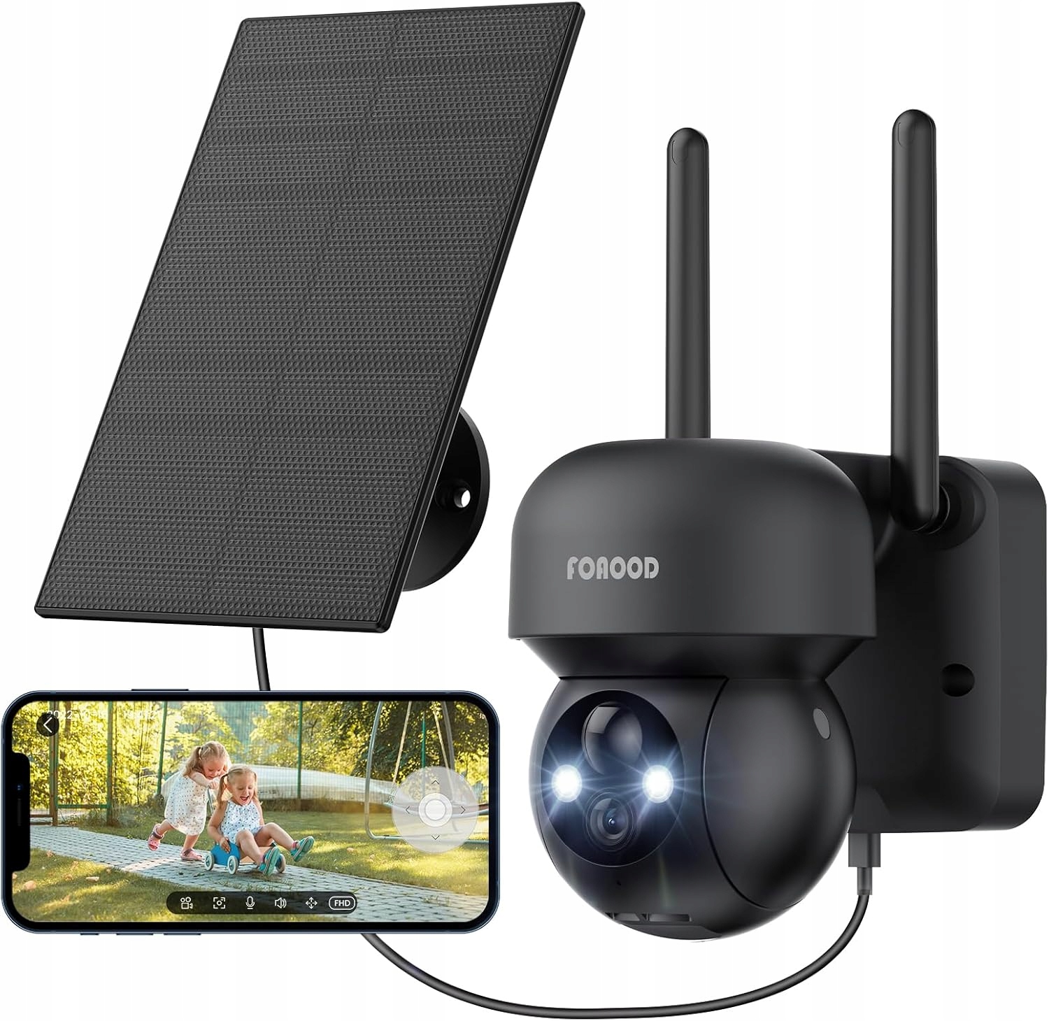 Foaood DQ201 Venkovní monitorovací kamera 2K, 360°PTZ, s nočním viděním