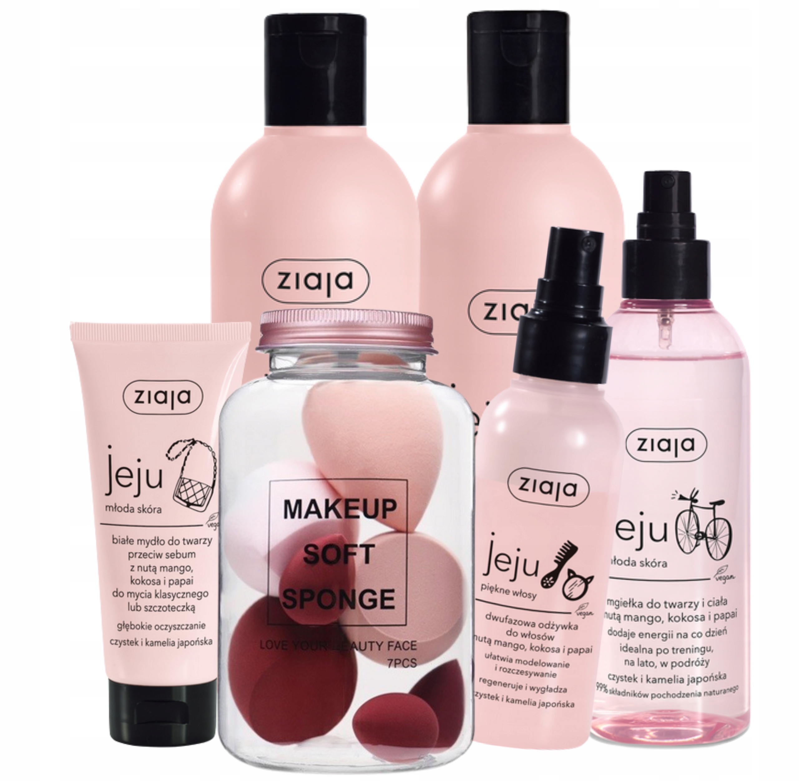 Ziaja Jeju Różowy zestaw kosmetyków zapakowany dla młodej skóry