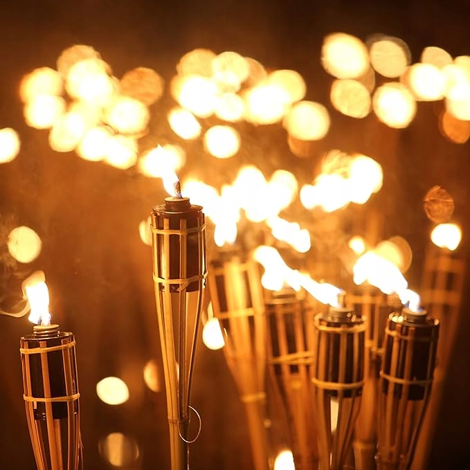 ZESTAW: 12x Pochodnia bambusowa 90 cm + Olej na komary "KOMAR NIE SIADA" Stan opakowania oryginalne