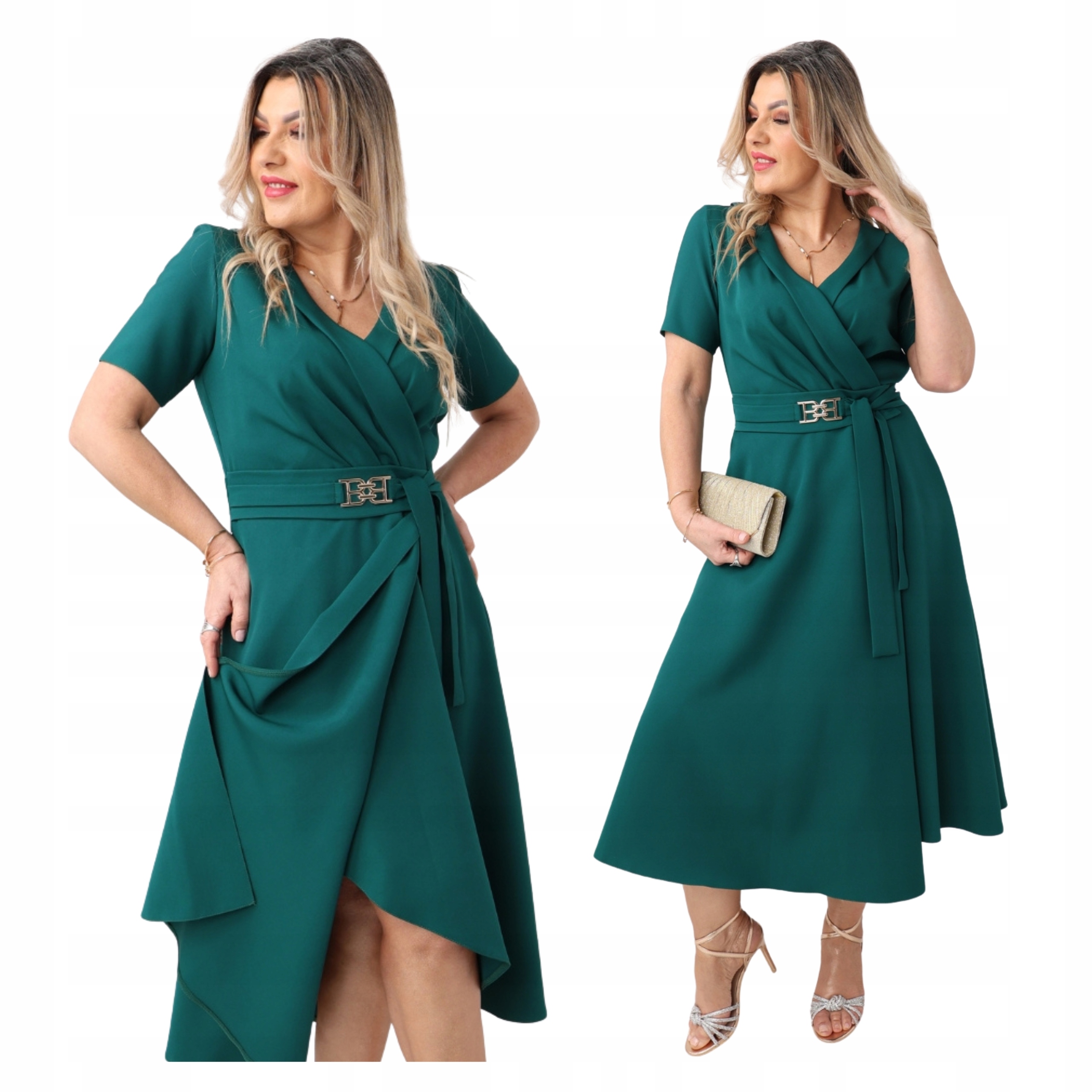 sukienka kopertowa Polski Producent duże rozmiary rozkloszowana