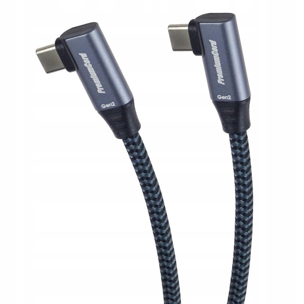 Kabel PremiumCord Usb-c 2x kątowy (usb 3.2 Gen 2x2, 5 A, 100 W, 20 Gbit/s)