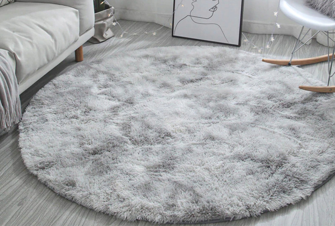 Okrągły dywan Shaggy Ombre pluszowy włochacz miękki futrzany 150 Długość 150 cm