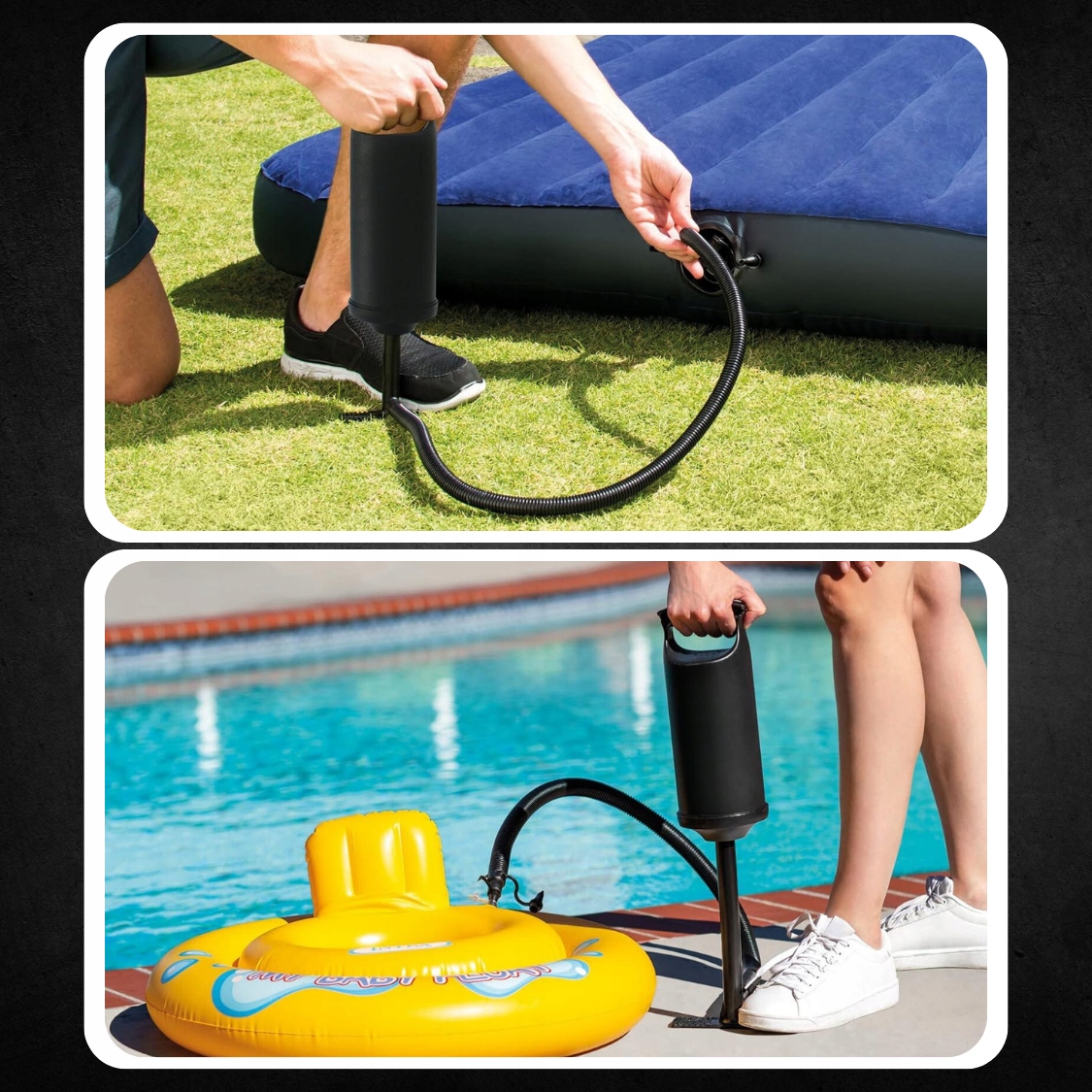 MOCNA POMPKA DO MATERACA PONTONÓW DMUCHAŃCE NA BASEN RĘCZNA TŁOKOWA XXL Liczba końcówek 1