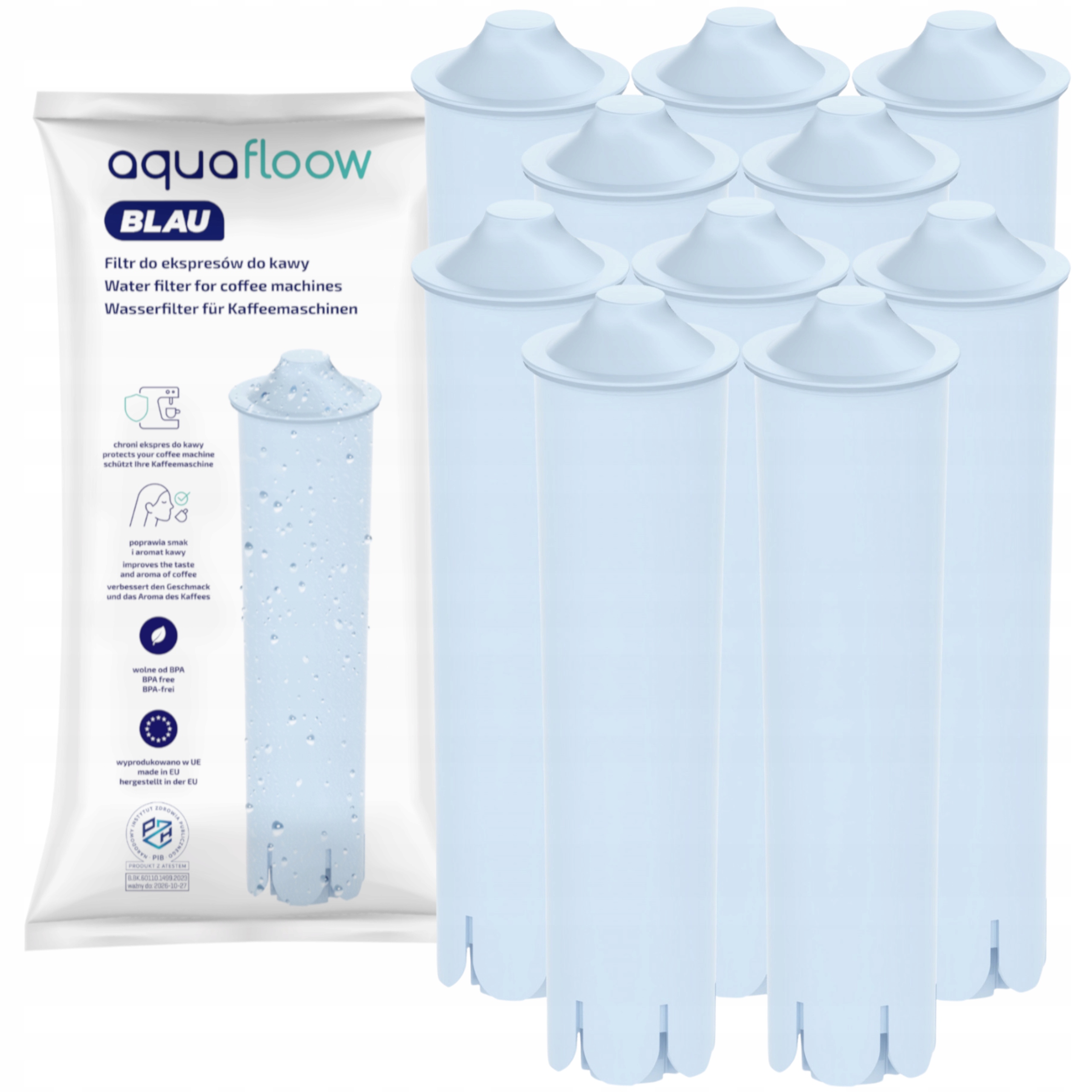 AquaFloow Blau filtr do ekspresu Jura seria Ean Impressa zamiennik 10 szt